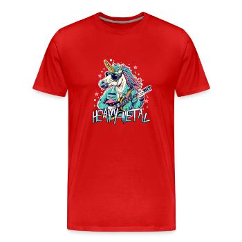 Licorne Heavy Metal - T-shirt bio Premium Homme - rouge - Devant - Damien (186cm)