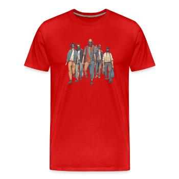 People walking - Men's Premium Organic T-Shirt - red - Front - Damien (186cm)