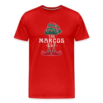 Marcos Elf famille Match groupe Noël maman - T-shirt bio Premium Homme - rouge - Devant - Damien (186cm)