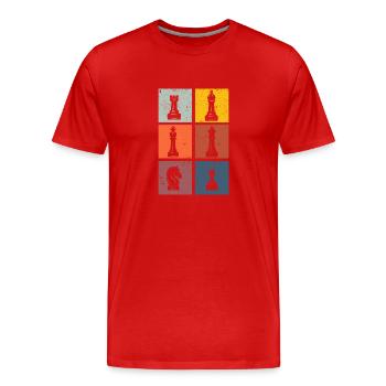 Schachspieler Silhouetten Schachfiguren Retro - Männer Premium Bio T-Shirt - Rot - Vorne - Damien (186cm)