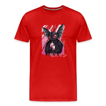 Mothman Kawaii Strawberry Milkshake - Men's Premium Organic T-Shirt - red - Front - Damien (186cm)