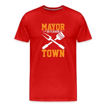 Maire de Flavor Town - T-shirt bio Premium Homme - rouge - Devant - Damien (186cm)