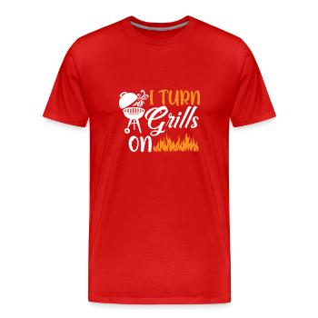 J’allume les grilles - T-shirt bio Premium Homme - rouge - Devant - Damien (186cm)