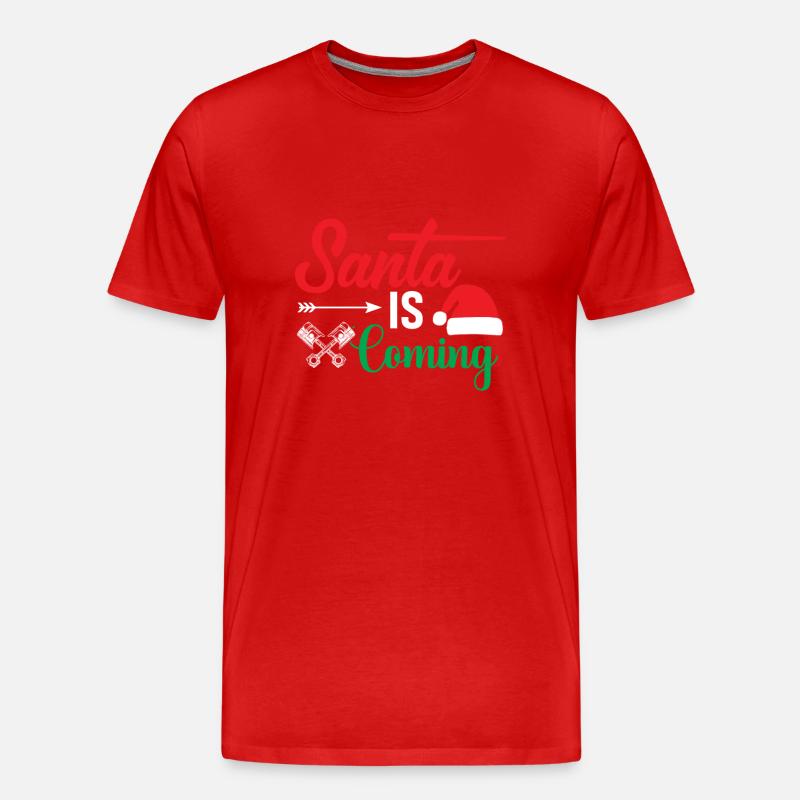 Der Weihnachtsmann Kommt - Männer Premium Bio T-Shirt - Rot