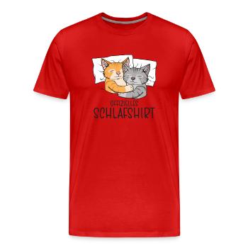 Offizielles Schlafshirt Katzen, Schlafanzug Katze - Männer Premium Bio T-Shirt - Rot - Vorne - Damien (186cm)