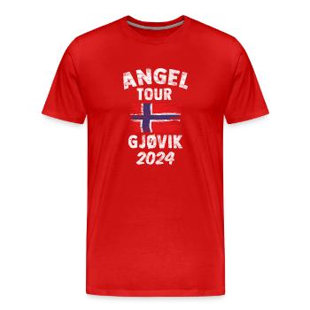 GJÖVIK 2024 Voyage de pêche Norvège - T-shirt bio Premium Homme - rouge - Devant - Damien (186cm)