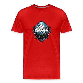 Berge Alpen Wappen - Männer Premium Bio T-Shirt - Rot - Vorne - Damien (186cm)