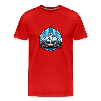 Symbole de l’alpiniste des montagnes - T-shirt bio Premium Homme - rouge - Devant - Damien (186cm)