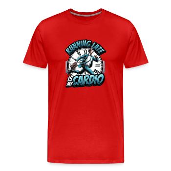 Running Late Humor Sarcasm Always Late - Men's Premium Organic T-Shirt - red - Front - Damien (186cm)