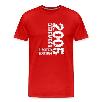 2005 Dezember Limited Edition 18. Geburtstag Deko - Männer Premium Bio T-Shirt - Rot - Vorne - Damien (186cm)