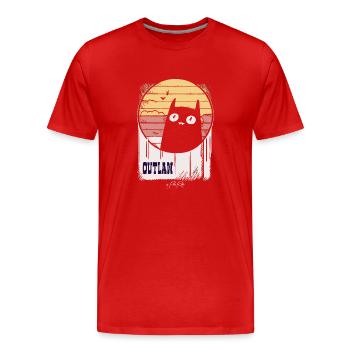 Le chat rétro hors-la-loi, le chat - T-shirt bio Premium Homme - rouge - Devant - Damien (186cm)