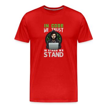 Analyste en piratage éthique Cybersécurité éthique - T-shirt bio Premium Homme - rouge - Devant - Damien (186cm)