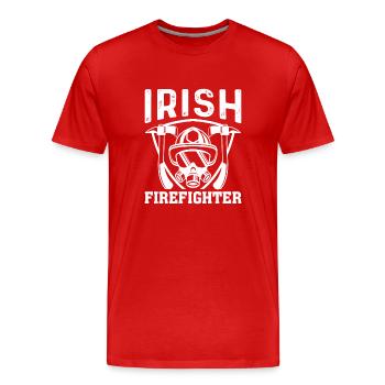 Pompier irlandais - T-shirt bio Premium Homme - rouge - Devant - Damien (186cm)