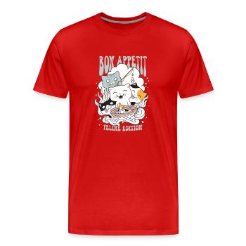 Bon Appétit édition féline - T-shirt bio Premium Homme - rouge - Devant - Damien (186cm)
