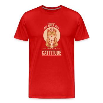 Embrasser le yogi qui sommeille en moi avec une touche de cattitude - T-shirt bio Premium Homme - rouge - Devant - Damien (186cm)