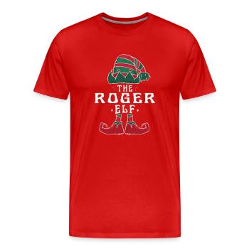 Roger Elf famille Match groupe Noël papa maman - T-shirt bio Premium Homme - rouge - Devant - Damien (186cm)