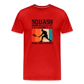 Joueur de squash Joueur de squash Joueur de tennis Raquetball Spor - T-shirt bio Premium Homme - rouge - Devant - Damien (186cm)