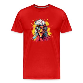 Chicken Chickens Chicken Owner Crazy Chicken - Men's Premium Organic T-Shirt - red - Front - Damien (186cm)