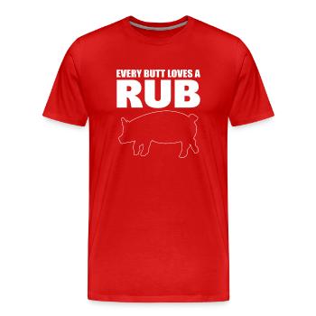 Every Butt Loves A Rub Grillen - Männer Premium Bio T-Shirt - Rot - Vorne - Damien (186cm)