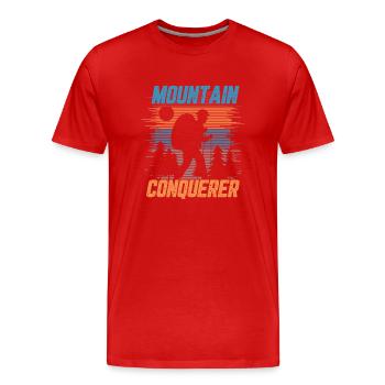 Mountain conquerer - Men's Premium Organic T-Shirt - red - Front - Damien (186cm)