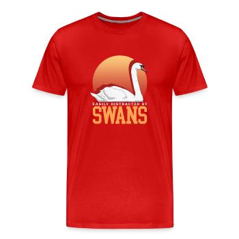 Swans Swan Lover Swan Gift - Men's Premium Organic T-Shirt - red - Front - Damien (186cm)