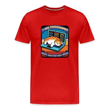 Ich bin Programmierer, fette schlafende Katze - Männer Premium Bio T-Shirt - Rot - Vorne - Damien (186cm)