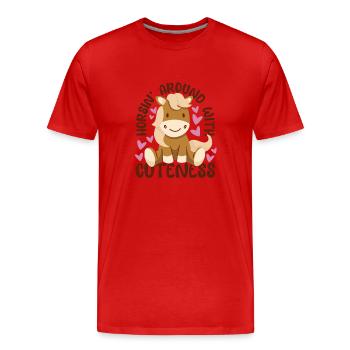 Poulain mignon câpres - T-shirt bio Premium Homme - rouge - Devant - Damien (186cm)