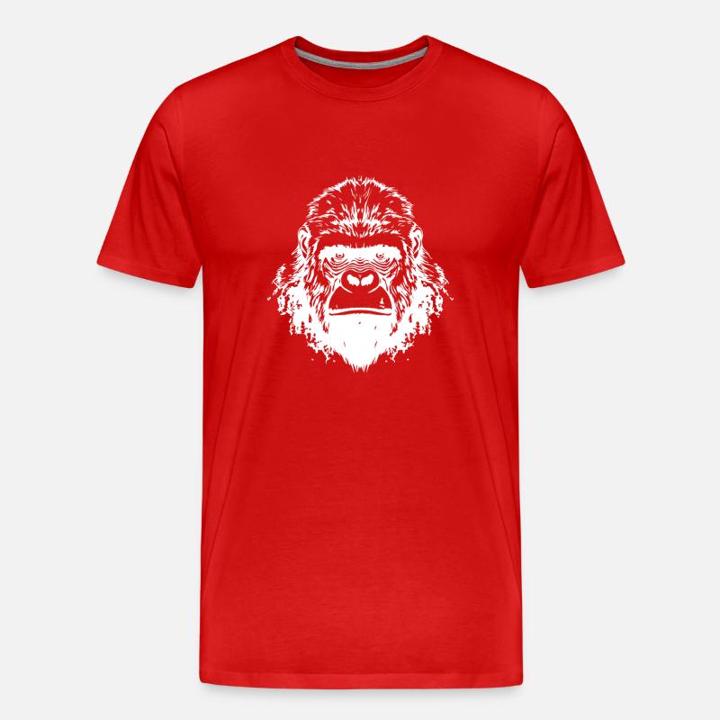 Gorilla Kopf - Männer Premium Bio T-Shirt - Rot