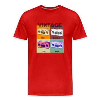Radio-Kassettenspieler, Retro - Männer Premium Bio T-Shirt - Rot - Vorne - Damien (186cm)