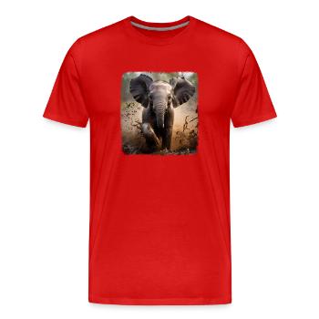 Elephant Realistic Elephant - Men's Premium Organic T-Shirt - red - Front - Damien (186cm)