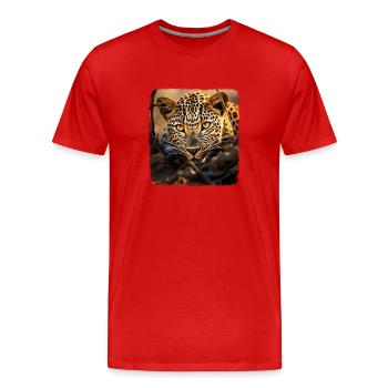 Leoparde réaliste Leopard - T-shirt bio Premium Homme - rouge - Devant - Damien (186cm)