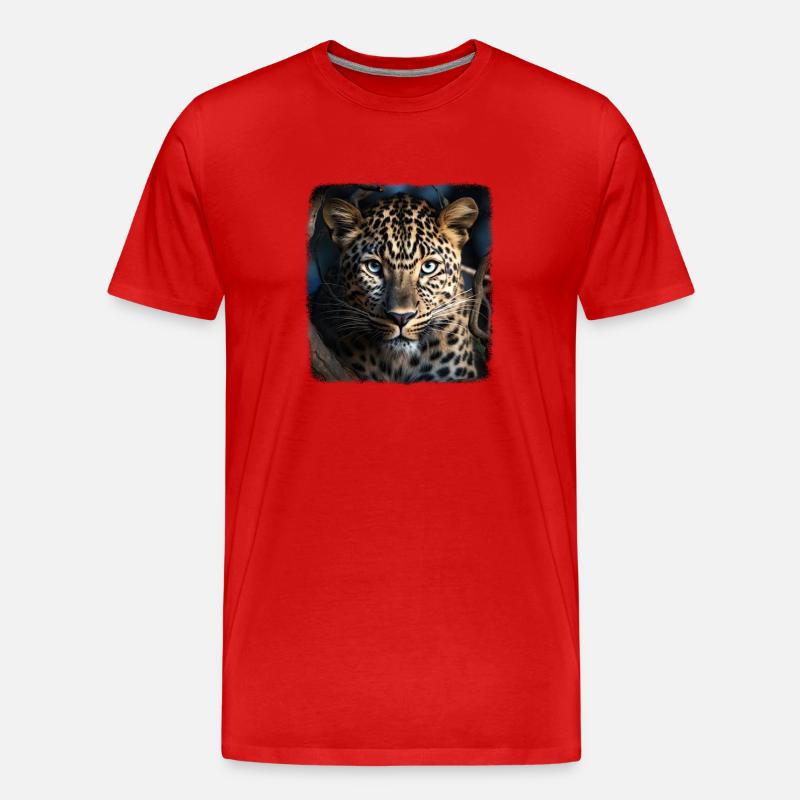 Leoparde realistic Leopard - Männer Premium Bio T-Shirt - Rot