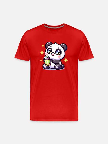 Panda Bubble Tea Boba Kawaii - Men's Premium Organic T-Shirt - red