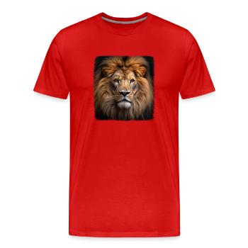 Lion réaliste lion - T-shirt bio Premium Homme - rouge - Devant - Damien (186cm)