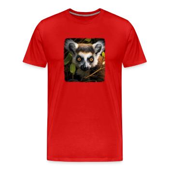 Lémuriens à queue annelée réaliste lémurien à queue annelée - T-shirt bio Premium Homme - rouge - Devant - Damien (186cm)