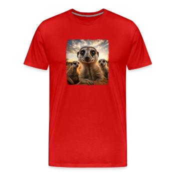 Meerkat realistic Erdmännchen - Men's Premium Organic T-Shirt - red - Front - Damien (186cm)