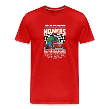 Tondeuse à gazon Tondeuse à gazon de course Tondeuse à gazon de course - T-shirt bio Premium Homme - rouge - Devant - Damien (186cm)