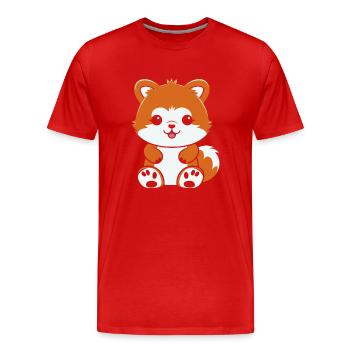 Renard amour Petit panda roux - T-shirt bio Premium Homme - rouge - Devant - Damien (186cm)