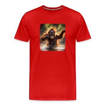 Orangs-outans réalistes Orangs-outans - T-shirt bio Premium Homme - rouge - Devant - Damien (186cm)