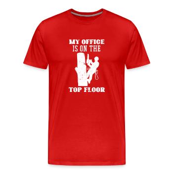Bûcheron tronçonneuse arboriste - T-shirt bio Premium Homme - rouge - Devant - Damien (186cm)