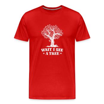 Bûcheron tronçonneuse arboriste - T-shirt bio Premium Homme - rouge - Devant - Damien (186cm)