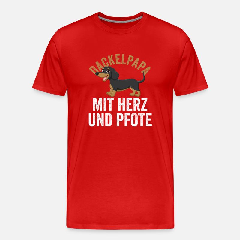 Hund Dachshund Dackel - Männer Premium Bio T-Shirt - Rot