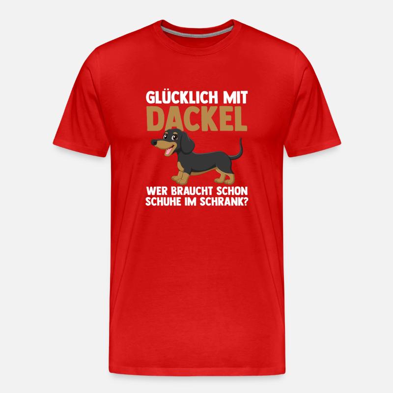 Hund Dachshund Dackel - Männer Premium Bio T-Shirt - Rot