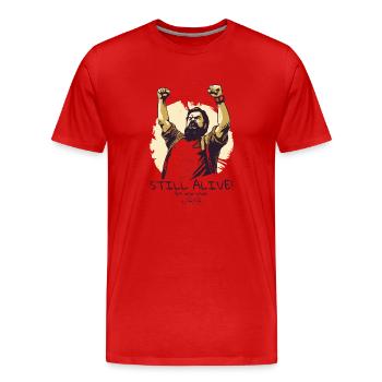 Erfolgreich und noch am Leben, aber innerlich tot - Männer Premium Bio T-Shirt - Rot - Vorne - Damien (186cm)