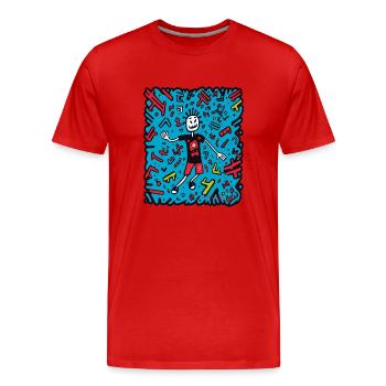 Beaucoup de dessins animés Pop Art Doodle - T-shirt bio Premium Homme - rouge - Devant - Damien (186cm)