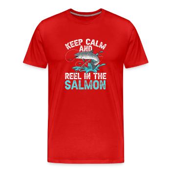 Pêche au saumon Pêcheur de saumon - T-shirt bio Premium Homme - rouge - Devant - Damien (186cm)