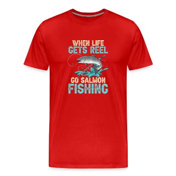 Pêche au saumon Pêcheur de saumon - T-shirt bio Premium Homme - rouge - Devant - Damien (186cm)