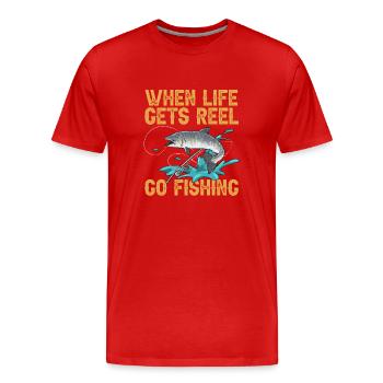 Salmon Fishing Salmon Angler - Men's Premium Organic T-Shirt - red - Front - Damien (186cm)