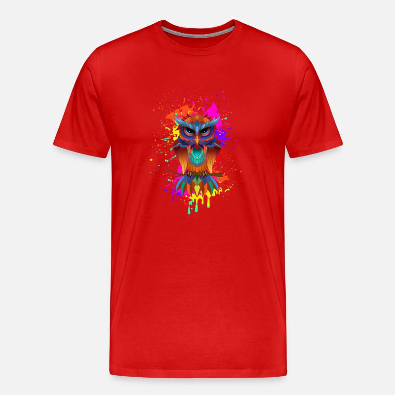 Eulenmandala - Männer Premium Bio T-Shirt - Rot