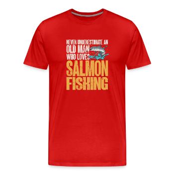 Pêche au saumon Pêcheur de saumon - T-shirt bio Premium Homme - rouge - Devant - Damien (186cm)